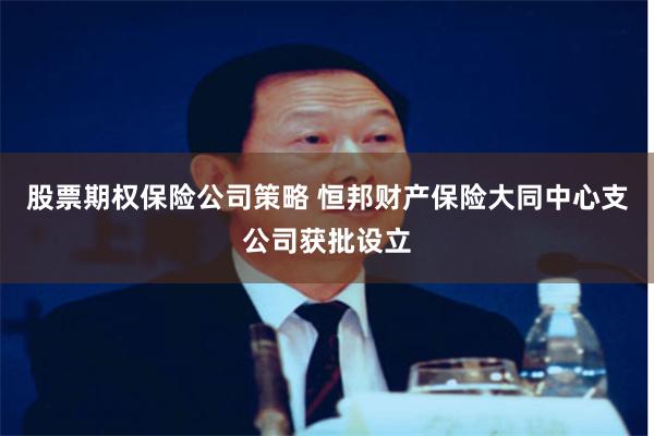 股票期权保险公司策略 恒邦财产保险大同中心支公司获批设立