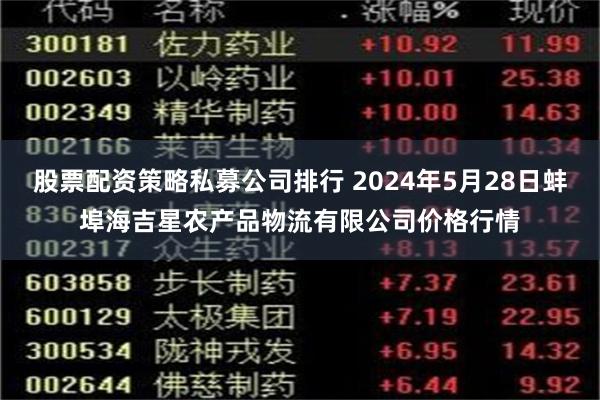 股票配资策略私募公司排行 2024年5月28日蚌埠海吉星农产品物流有限公司价格行情