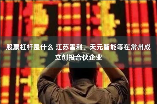 股票杠杆是什么 江苏雷利、天元智能等在常州成立创投合伙企业