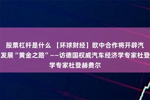 股票杠杆是什么 【环球财经】欧中合作将开辟汽车产业发展“